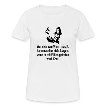 Kant: Wer sich zum Wurm macht, kann nachher nicht - Frauen T-Shirt atmungsaktiv - Weiß - Vorne - AI Model Female 172 dark (172cm)