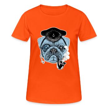 Pug Sailor - T-shirt respirant Femme - orange néon - Devant - AI Model Female 172 dark (172cm)