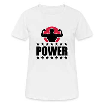 Power Logo Champ - Frauen T-Shirt atmungsaktiv - Weiß - Vorne - AI Model Female 172 dark (172cm)