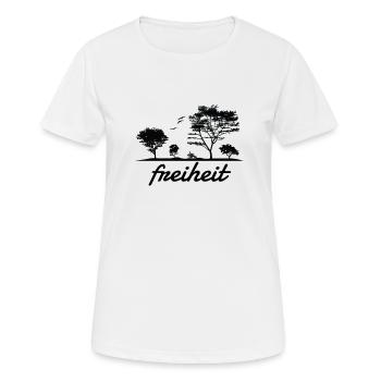 Freiheit - Frauen T-Shirt atmungsaktiv - Weiß - Vorne - AI Model Female 172 dark (172cm)