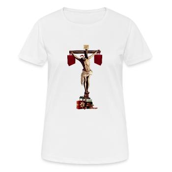 Jésus crucifixion avec des sacs - T-shirt respirant Femme - blanc - Devant - AI Model Female 172 dark (172cm)