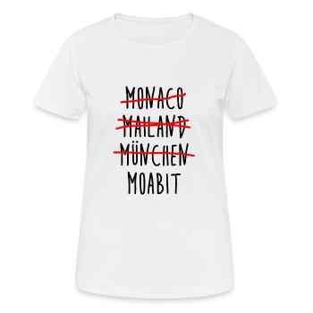 Monaco Mailand München Moabit - Berlin Tiergarten - Frauen T-Shirt atmungsaktiv - Weiß - Vorne - AI Model Female 172 dark (172cm)