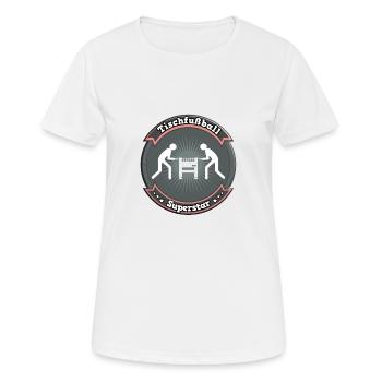 Tischfußball Kicker Tischfussball Tischkicker - Frauen T-Shirt atmungsaktiv - Weiß - Vorne - AI Model Female 172 dark (172cm)