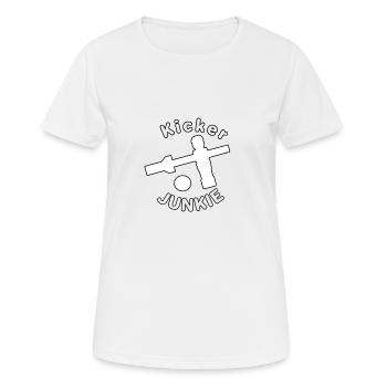 Tischfussball Kicker Junkie Tischfußball - Frauen T-Shirt atmungsaktiv - Weiß - Vorne - AI Model Female 172 dark (172cm)