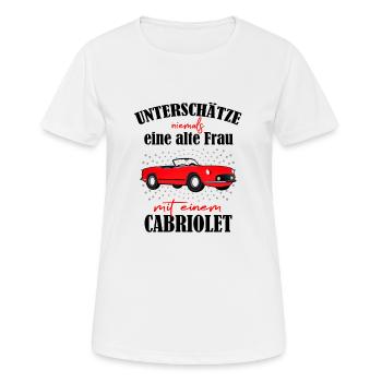 alte Frau Rentnerin Cabrio Fan - Frauen T-Shirt atmungsaktiv - Weiß - Vorne - AI Model Female 172 dark (172cm)
