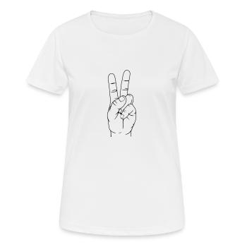 Signe de la main "victoire" "noir" - T-shirt respirant Femme - blanc - Devant - AI Model Female 172 dark (172cm)