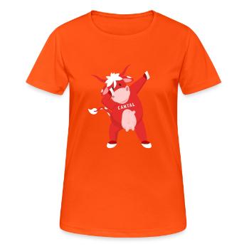 Kuh CANTAL SALERS Auvergne humorvoll - Frauen T-Shirt atmungsaktiv - Neonorange - Vorne - AI Model Female 172 dark (172cm)