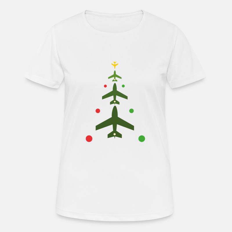 Christmas tree, planes and position lights - Women's Breathable T-Shirt - white