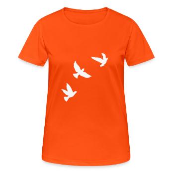 3 oiseaux volants blancs - T-shirt respirant Femme - orange néon - Devant - AI Model Female 172 dark (172cm)