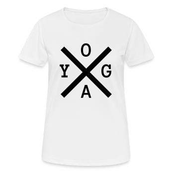 YOGA x - Frauen T-Shirt atmungsaktiv - Weiß - Vorne - AI Model Female 172 dark (172cm)