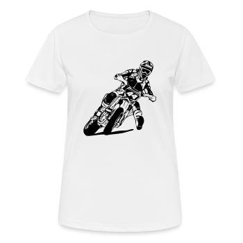 Supermoto - Frauen T-Shirt atmungsaktiv - Weiß - Vorne - AI Model Female 172 dark (172cm)