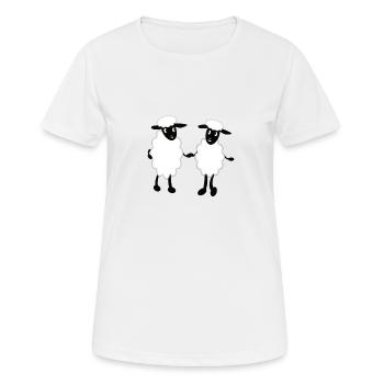 Deux moutons mignons se tenant la main - T-shirt respirant Femme - blanc - Devant - AI Model Female 172 dark (172cm)