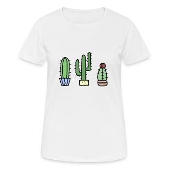 KAKTUS SIMPEL STACHELIG MINIMALISTISCH - Frauen T-Shirt atmungsaktiv - Weiß - Vorne - AI Model Female 172 dark (172cm)