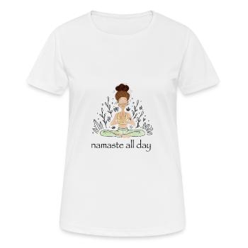 Yoga Namaste Meditation happy Mädchen Spirituell - Frauen T-Shirt atmungsaktiv - Weiß - Vorne - AI Model Female 172 dark (172cm)
