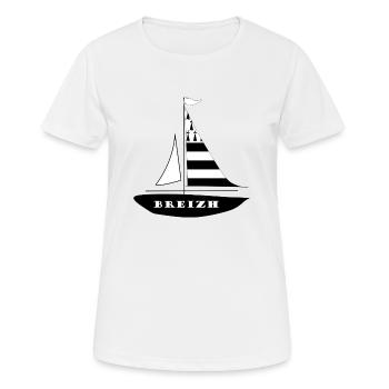 Breizh Boot - Frauen T-Shirt atmungsaktiv - Weiß - Vorne - AI Model Female 172 dark (172cm)