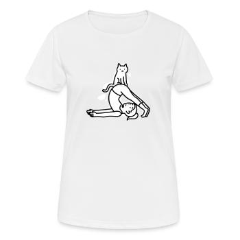 Yoga Meditation Frau Katze - Frauen T-Shirt atmungsaktiv - Weiß - Vorne - AI Model Female 172 dark (172cm)