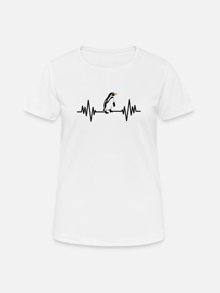 Herzschlag Pinguin - Frauen T-Shirt atmungsaktiv - Weiß