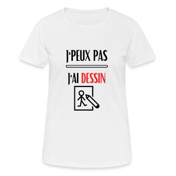 j'peux pas j'ai dessin / dessiner / prof de dessin - T-shirt respirant Femme - blanc - Devant - AI Model Female 172 dark (172cm)