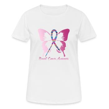 Brustkrebs Schmetterling - Frauen T-Shirt atmungsaktiv - Weiß - Vorne - AI Model Female 172 dark (172cm)