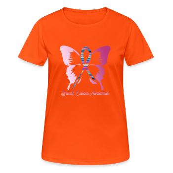 Brustkrebs Schmetterling - Frauen T-Shirt atmungsaktiv - Neonorange - Vorne - AI Model Female 172 dark (172cm)