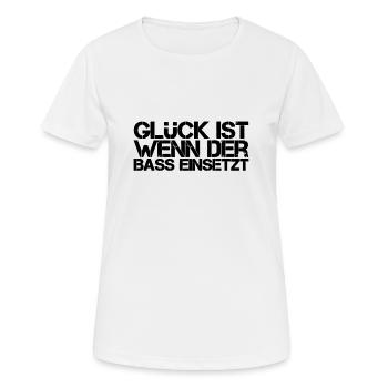Glück ist wenn des Bass einsetzt - Frauen T-Shirt atmungsaktiv - Weiß - Vorne - AI Model Female 172 dark (172cm)