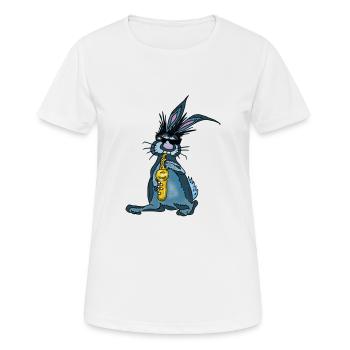 Hase Saxophon - Frauen T-Shirt atmungsaktiv - Weiß - Vorne - AI Model Female 172 dark (172cm)