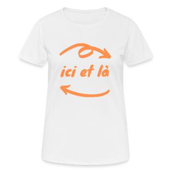 Ici et là flèches Direction Chemin (Orange) - T-shirt respirant Femme - blanc - Devant - AI Model Female 172 dark (172cm)