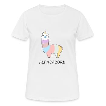 Alpakakorn Alpaka + Einhorn - Frauen T-Shirt atmungsaktiv - Weiß - Vorne - AI Model Female 172 dark (172cm)