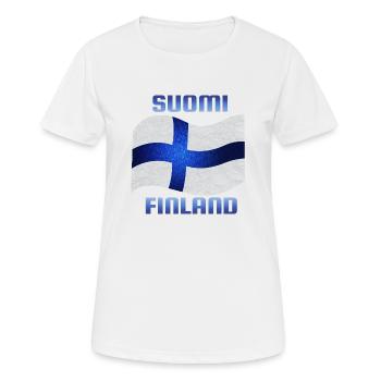 The flag of Finland / Blue Cross Flag - Women's Breathable T-Shirt - white - Front - AI Model Female 172 dark (172cm)