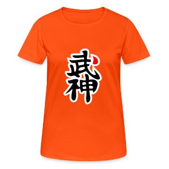 BUJIN KANJI BUJINKAN - T-shirt respirant Femme - orange néon - Devant - AI Model Female 172 dark (172cm)