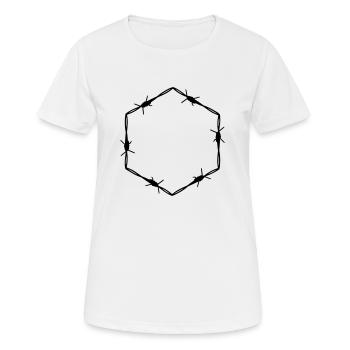 Barbed Wire 6 Corner Hexagon - Gift Idea Tattoo - Women's Breathable T-Shirt - white - Front - AI Model Female 172 dark (172cm)