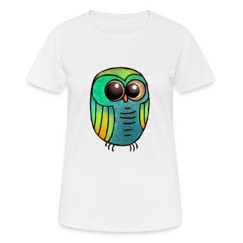 Hibou vert Hibou texturé Hibou poilu / Hibou mignon - T-shirt respirant Femme - blanc - Devant - AI Model Female 172 dark (172cm)