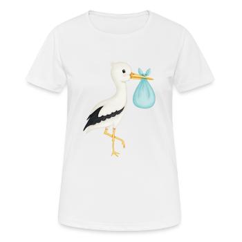 cute stork turquoise - Women's Breathable T-Shirt - white - Front - AI Model Female 172 dark (172cm)