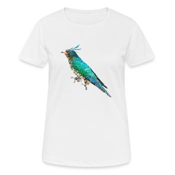 Oiseau ~ le Coucou Emeraude - T-shirt respirant Femme - blanc - Devant - AI Model Female 172 dark (172cm)