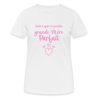 Voilà à quoi ressemble Grande Mère Parfait - T-shirt respirant Femme - blanc - Devant - AI Model Female 172 dark (172cm)
