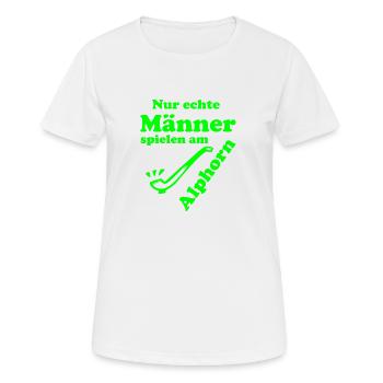 Alphorn grün - Frauen T-Shirt atmungsaktiv - Weiß - Vorne - AI Model Female 172 dark (172cm)
