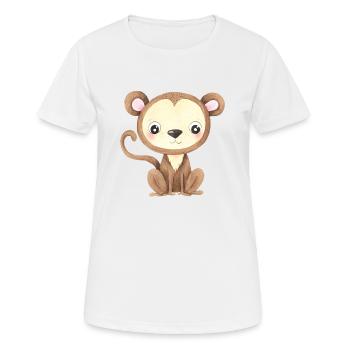 Mignon Singe Bébé Asie Chine Japon Singe Primate - T-shirt respirant Femme - blanc - Devant - AI Model Female 172 dark (172cm)