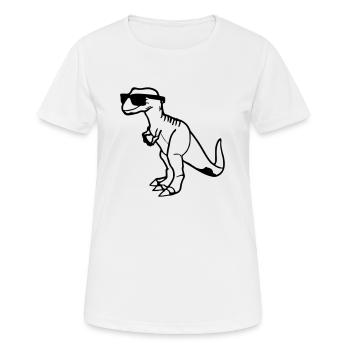 Dinosaurier mit Sonnenbrille Vektor - Frauen T-Shirt atmungsaktiv - Weiß - Vorne - AI Model Female 172 dark (172cm)