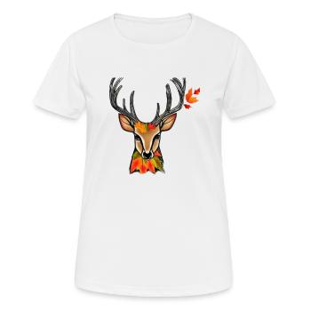 Deerhead in autumn Deer Antlers Goat Fawn 2 - Women's Breathable T-Shirt - white - Front - AI Model Female 172 dark (172cm)