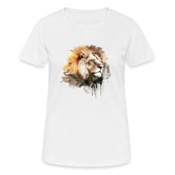 löwe Wasserfarben Farbspritzer Kunst - Frauen T-Shirt atmungsaktiv - Weiß - Vorne - AI Model Female 172 dark (172cm)
