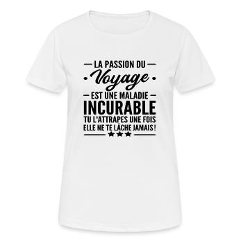 passion voyage - T-shirt respirant Femme - blanc - Devant - AI Model Female 172 dark (172cm)