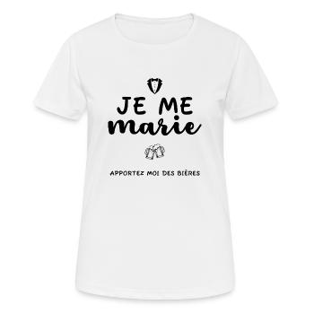Je me marie. Apportez moi des bières. Drôles. EVG. - T-shirt respirant Femme - blanc - Devant - AI Model Female 172 dark (172cm)