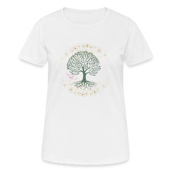 Lebensbaum - Frauen T-Shirt atmungsaktiv - Weiß - Vorne - AI Model Female 172 dark (172cm)
