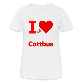 Ich liebe Cottbus - Frauen T-Shirt atmungsaktiv - Weiß - Vorne - AI Model Female 172 dark (172cm)