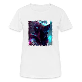 Sci-Fi Cyborg in the dark future of dystopia - Women's Breathable T-Shirt - white - Front - AI Model Female 172 dark (172cm)