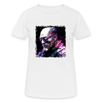 Cyborg, android and mercenaries of the future in neon - Women's Breathable T-Shirt - white - Front - AI Model Female 172 dark (172cm)