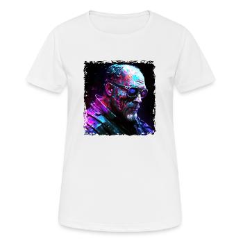 Vieux cyborg high-tech ou androïde à la lumière du néon - T-shirt respirant Femme - blanc - Devant - AI Model Female 172 dark (172cm)