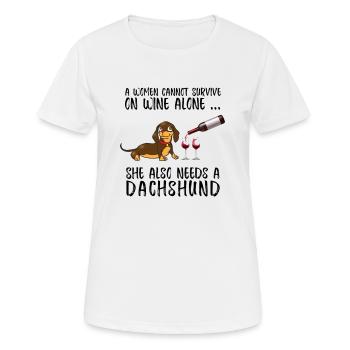 Une femme ne peut pas survivre seule avec du vin - T-shirt respirant Femme - blanc - Devant - AI Model Female 172 dark (172cm)