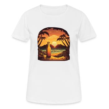 Urlaub am Strang, Bier bei Sonnenuntergang - Frauen T-Shirt atmungsaktiv - Weiß - Vorne - AI Model Female 172 dark (172cm)