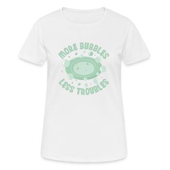 Plus de bulles Moins de problèmes Savonnier de fabrication de savon - T-shirt respirant Femme - blanc - Devant - AI Model Female 172 dark (172cm)